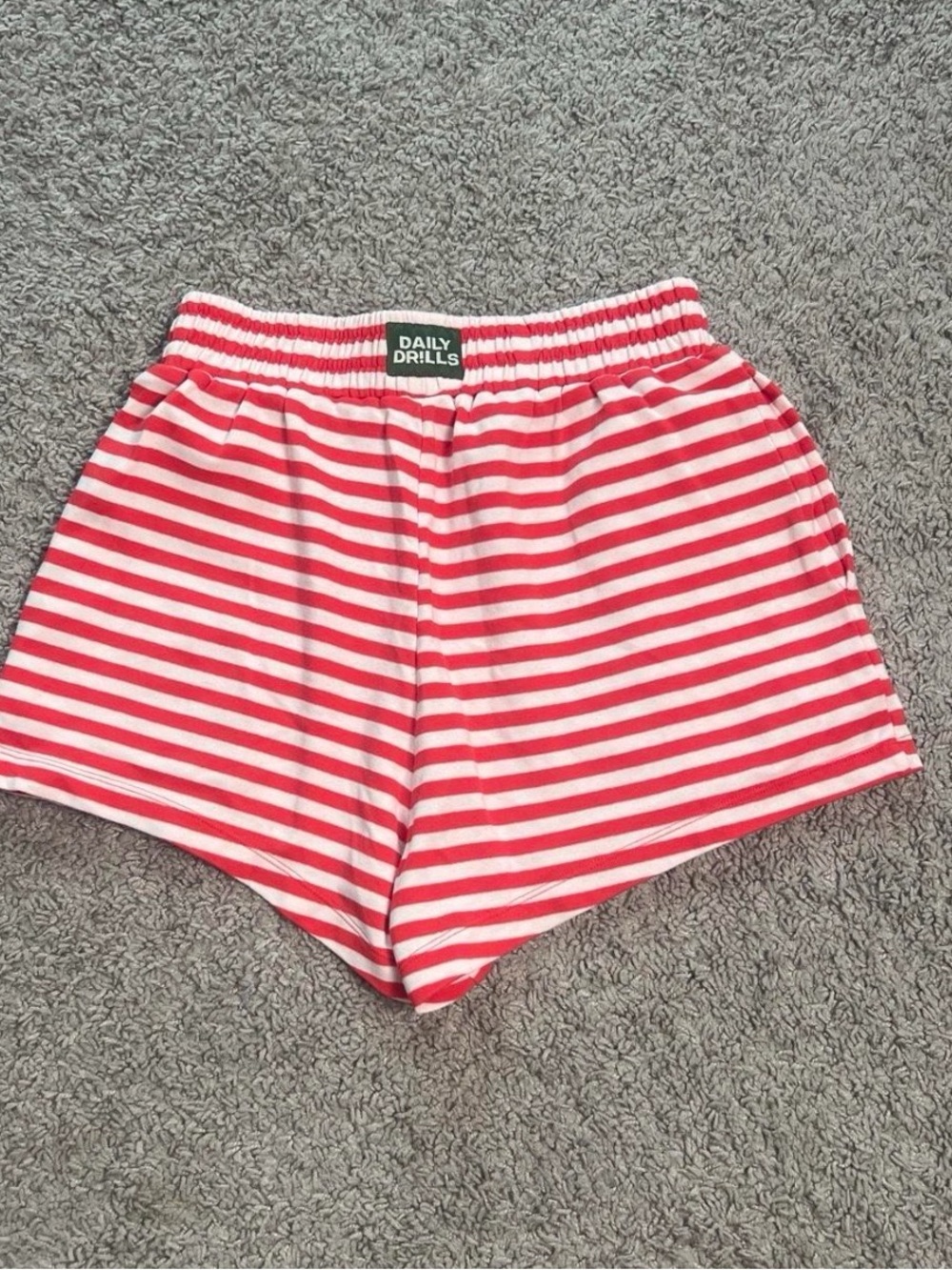 Daily Drills Red & White Striped Athletic Shorts